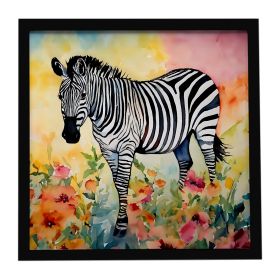 Zebra Framed Metal Print Bathroom, Kitchen, Office, Home Decor Wall Art Ready to Hang, Square, 8X8