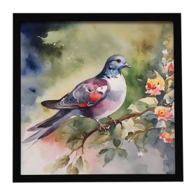 Pigeon Framed Metal Print Bathroom, Kitchen, Office, Home Decor Wall Art Ready to Hang, Square, 8X8