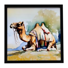 Camel Framed Metal Print Bathroom, Kitchen, Office, Home Decor Wall Art Ready to Hang, Square, 8X8