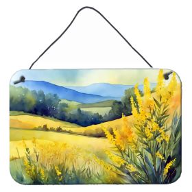 NEW Kentucky Goldenrod in Watercolor Wall or Door Hanging Prints Aluminum Metal Sign Kitchen Wall Bar Bathroom Plaque Home Decor, 8HX12W, Multico