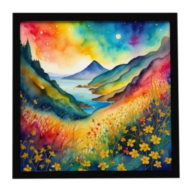Colorful Hypericum or St. John's Wort Framed Metal Print Bathroom, Kitchen, Office, Home Decor Wall Art Ready to Hang, Square, 8X8