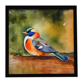 Mandarin Duck Framed Metal Print Bathroom, Kitchen, Office, Home Decor Wall Art Ready to Hang, Square, 8X8
