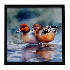 Redhead Duck Framed Metal Print Bathroom, Kitchen, Office, Home Decor Wall Art Ready to Hang, Square, 8X8