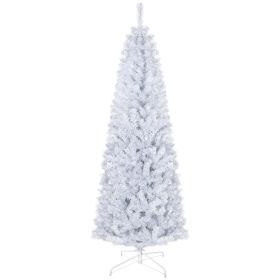 6 FT Artificial Christmas Tree Pencil Xmas Tree with Stand, 618 Tips, Holiday Home Indoor Decoration for Party, White (Option: White-820x250x270 mm)