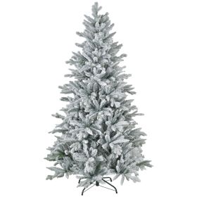 6ft Artificial Flocked Christmas Tree with Snow Tips, Easy Assembly, Hinged Xmas Tree for Home Office Holiday (Option: Green-905x295x340 mm)