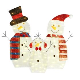 3Pcs 2D Christmas Snowman Yard Decoration Snowman Family Outdoor Decoration With 90Pcs LED Warm Yellow Lights 8 Lighting Modes IP44 Waterproof Fo (Option: Battery Box)
