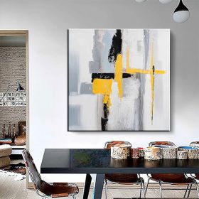 Hand Painted Oil Paintings Black and white gold Modern Abstract Oil Paintings On Canvas Wall Art Decorative Picture Living Room Hallway Bedroom L (style: 01, size: 70x70cm)