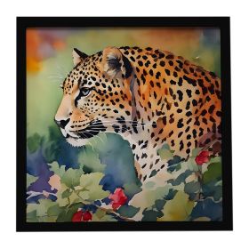 Leopard Framed Metal Print Bathroom, Kitchen, Office, Home Decor Wall Art Ready to Hang, Square, 8X8 (Default: Default)