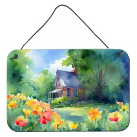 NEW Massachusetts Mayflowers in Watercolor Wall or Door Hanging Prints Aluminum Metal Sign Kitchen Wall Bar Bathroom Plaque Home Decor, 8HX12W (Default: Default)