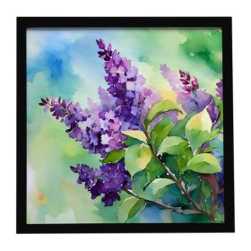 New Hampshire Purple Lilac in Watercolor Framed Metal Print Bathroom, Kitchen, Office, Home Decor Wall Art Ready to Hang, Square, 8X8 (Default: Default)