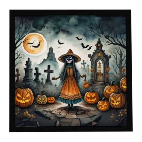 La Llorona Skeleton Spooky Halloween Framed Metal Print Bathroom, Kitchen, Office, Home Decor Wall Art Ready to Hang, Square, 8X8 (Default: Default)