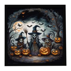 Witches Spooky Halloween Framed Metal Print Bathroom, Kitchen, Office, Home Decor Wall Art Ready to Hang, Square, 8X8 (Default: Default)