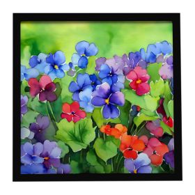 Illinois Violet in Watercolor Framed Metal Print Bathroom, Kitchen, Office, Home Decor Wall Art Ready to Hang, Square, 8X8 (Default: Default)